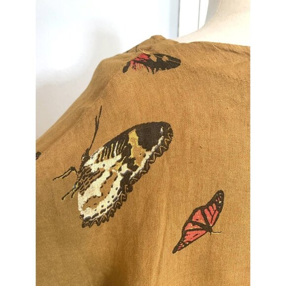 Linen Blouse Lagenlook oversized S M L Italy Natural Fiber butterfly - Picture 9 of 12